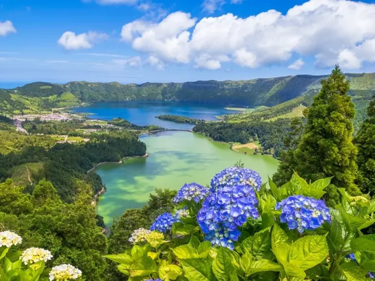 Blühende Blumen bei den Sete Cidades Azoren Wolters Rundreisen